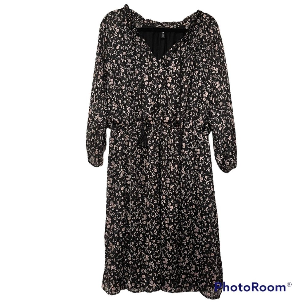 Aqua Curve Floral Print Dress 1X